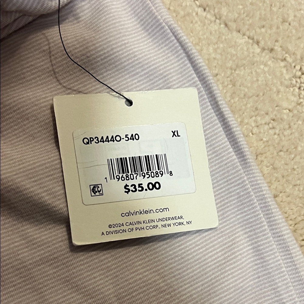 New Calvin Klein Women's Lilac Purple & White Striped Pajama Sleep Shorts XL - Picture 3 of 4